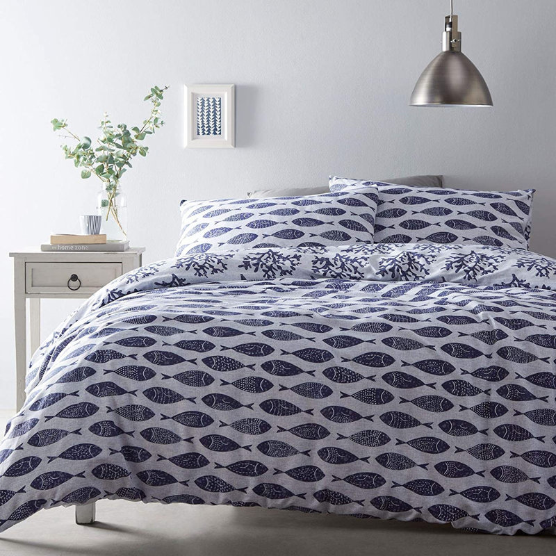 Casmalia Blue Fish Easy Care Reversible Duvet Cover Set, 135 x 200cm Duvet Cover + 1 Standard Pillowcase