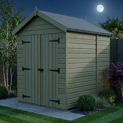 Total Sheds 7ft x 6ft Apex Garden Shed - Double Door - No Windows - Pressure Treated Timber - UK Manufactured
