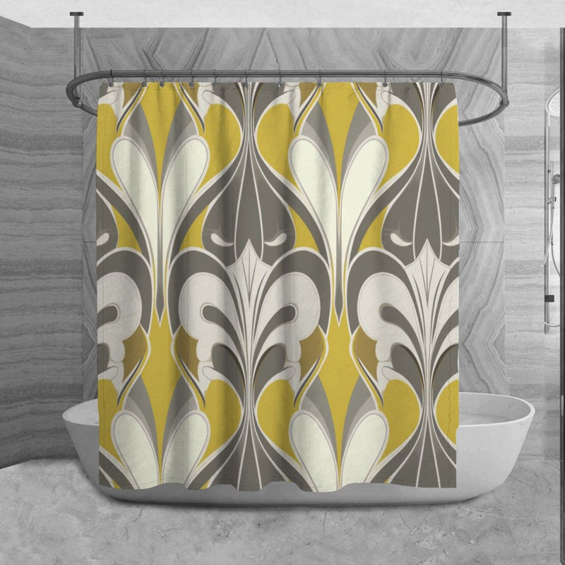 Rideau de douche à motif géométrique Wrightner, H 93 po x l 70 po