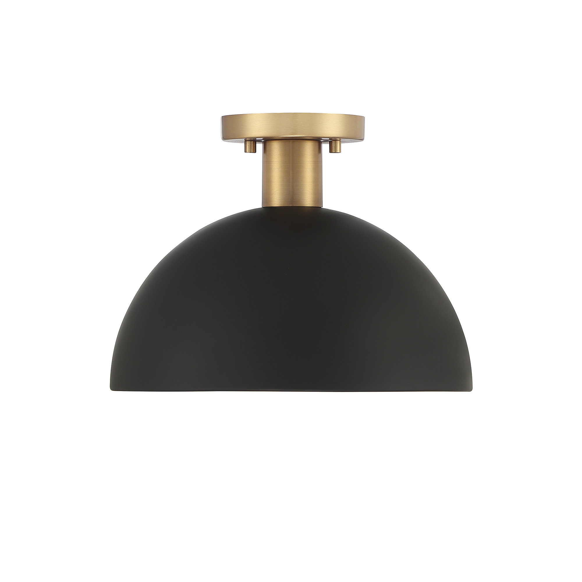 Darrah Smi Flush Mount, Matte Black with Natural Brass