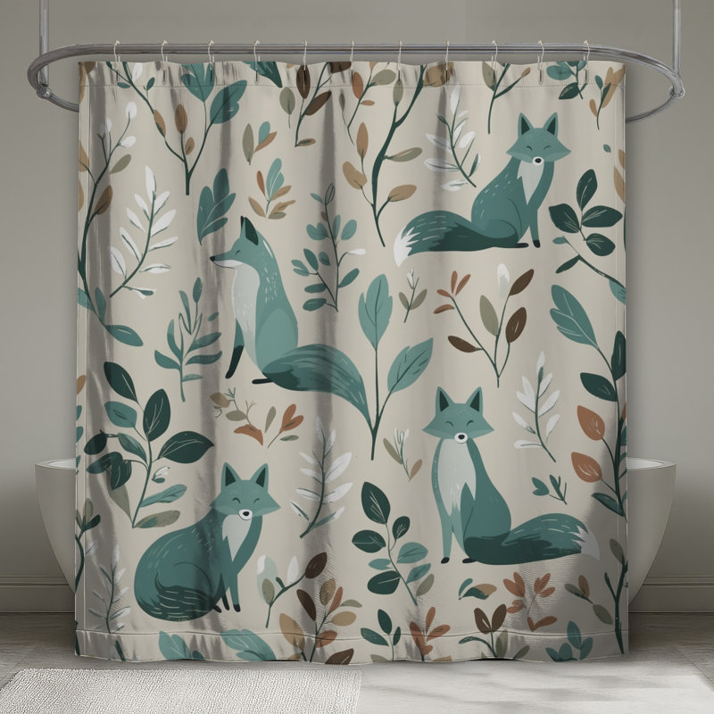 Rideaux de douche Foxs And Leaves, 70 po l x 72 po H