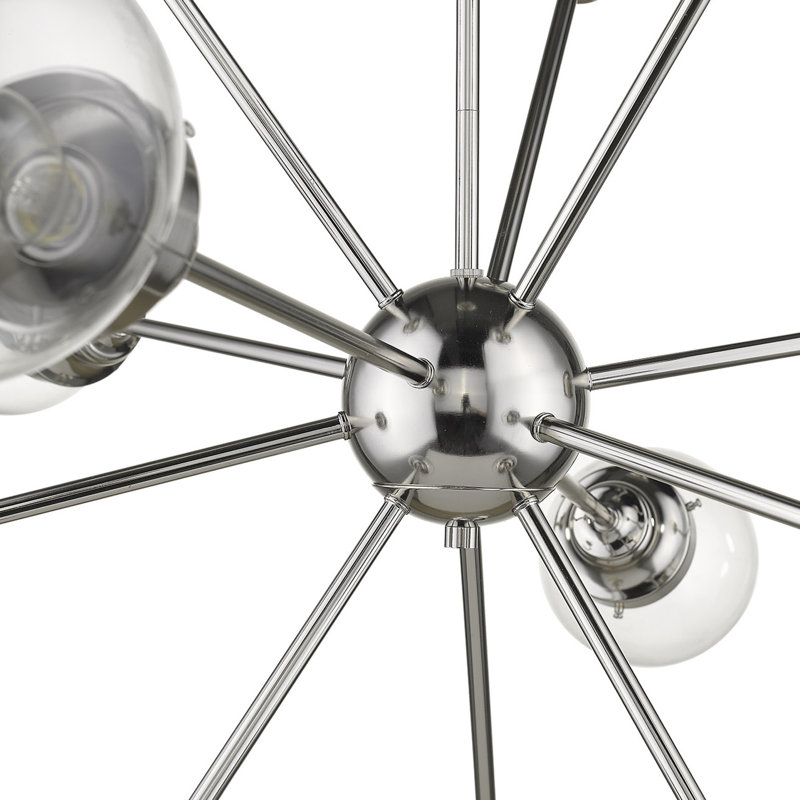 Lustre sphère spoutnik 12 lumières Rabehi, Transparent, Nickel poli