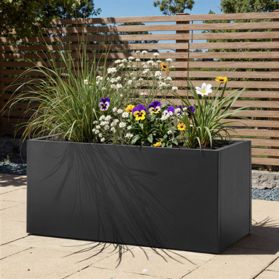Metal Planter Box with Trellis and Wheels