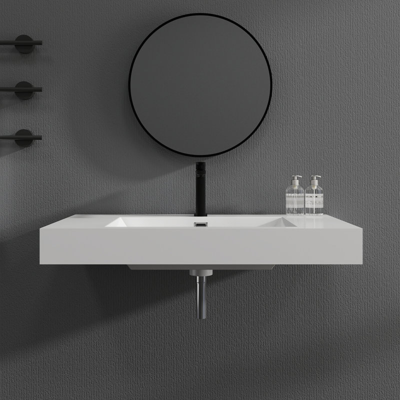 35'' Wall Mount Single Bathroom Sink SMC Bathroom Vessel Sink