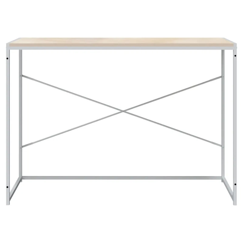 Satrogan Solid Wood Top Writing Desk, White/Oak