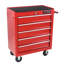 Coffre à outils 5 tiroirs, armoire de rangement pour outils pour le garage avec 4 roues et système de verrouillage, rouge-2111857376