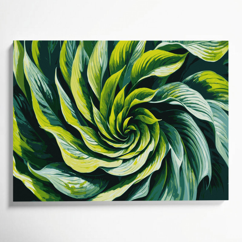 «Botanical Hostas», art mural sur toile verte, H 24 po x l 36 po
