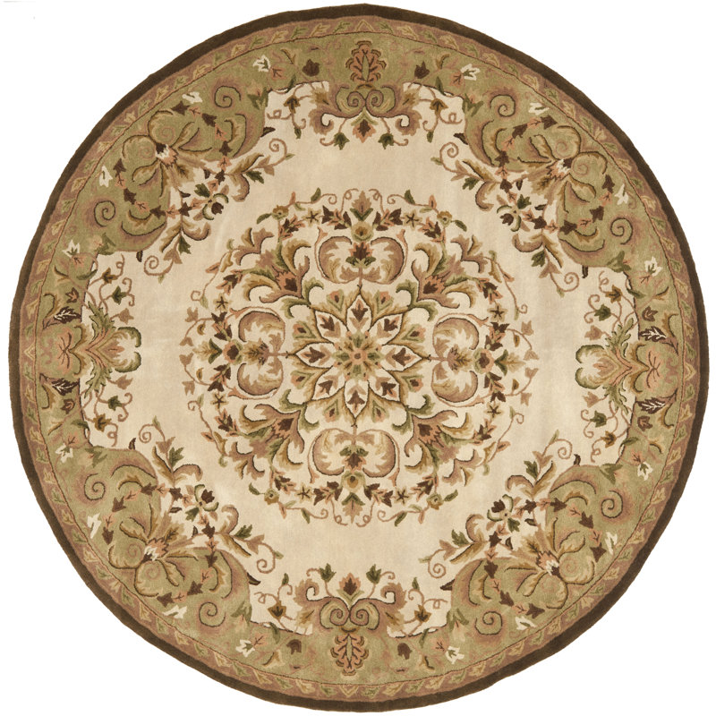 Kuhlman Hand Tufted Wool Oriental Rug, Round 6'