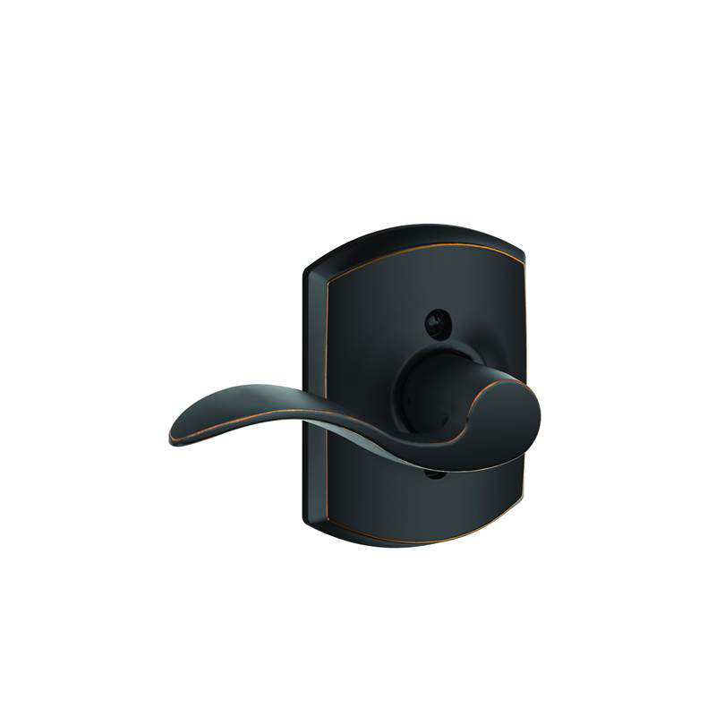 Accent Lever with Greenwich Trim Non-Turning Lock, Aged Bronze, Left Hand