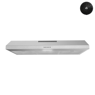 Streamline 36 In. T-11071-1-CL Lucca Convertible Undermount 80 CFM Range Hood In Brushed Stainless Steel With Mesh Filters, Push Button Control, LED Light