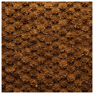 Tapis de bain brun à motif floral rose