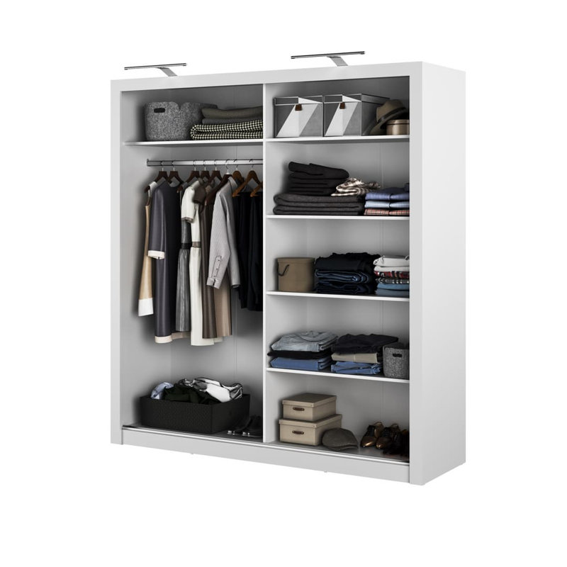 Benkley 2 Door Manufactured Wood Wardrobe, Matte White