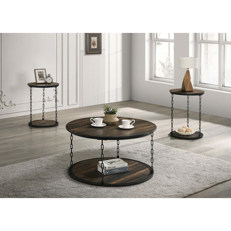 Ensemble de table rustique 3 pièces 1 table basse 2 pièces