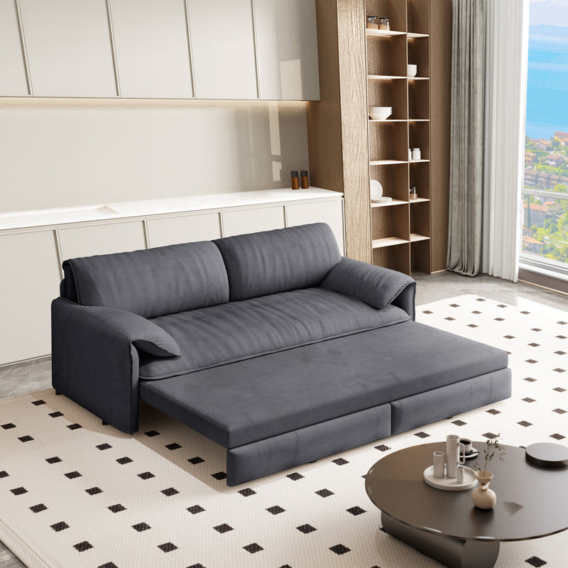 Queen 3-in-1 Convertible Sleeper Sofa, 36" L x 66" W x 33.5" D, Gray