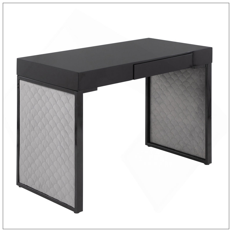 Bureau rembourré moderne avec détails élégants et rangement pratique