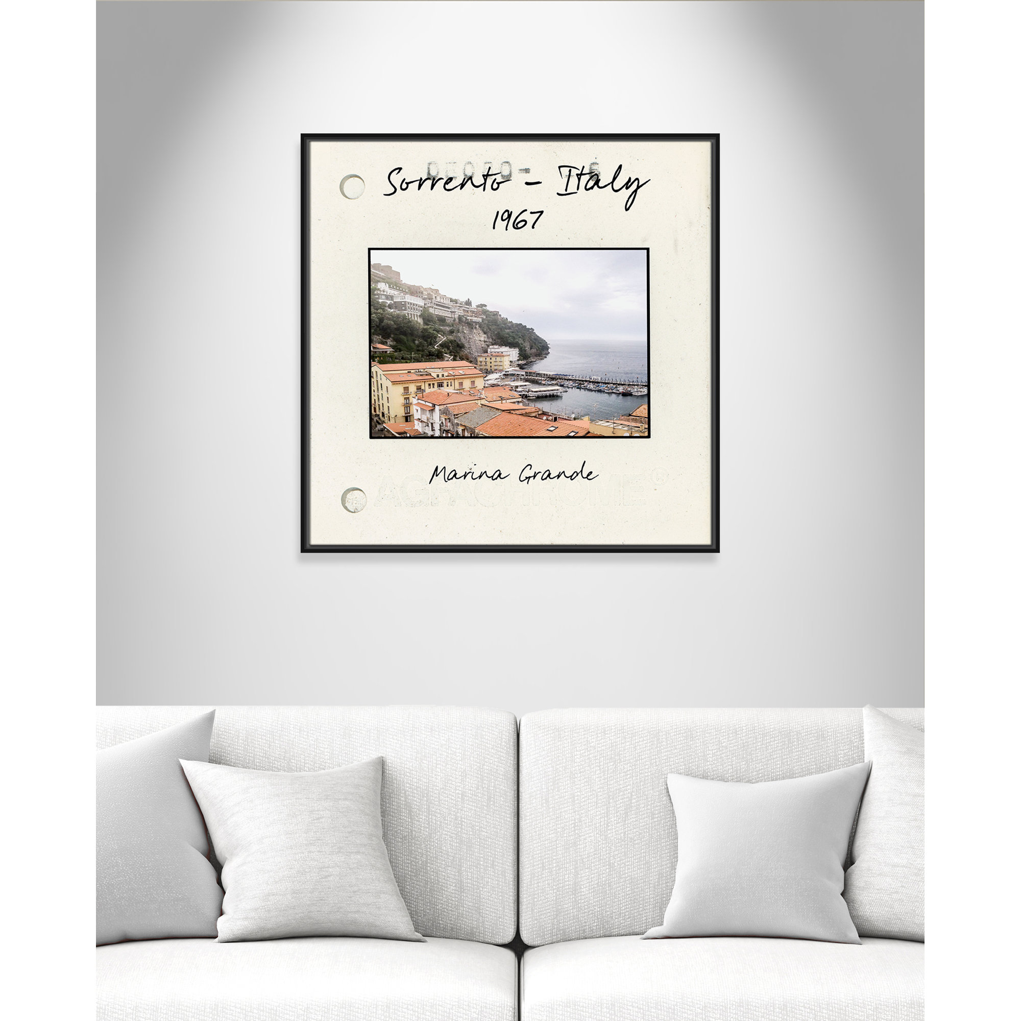 Sorrento Italy - Marina Grande Print by Susan Jill, Black Floater Framed Canvas, 31.5" H x 31.5" W x 2" D