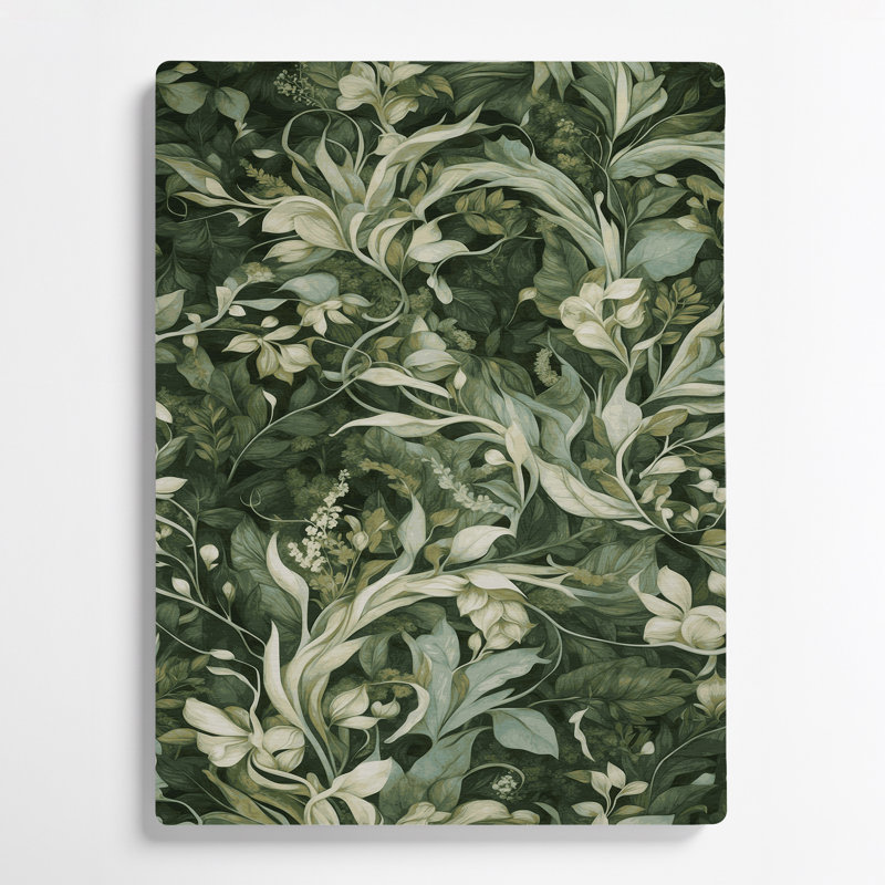 Abstrait floral vert 52, art mural en métal, H 16 po x l 20 po