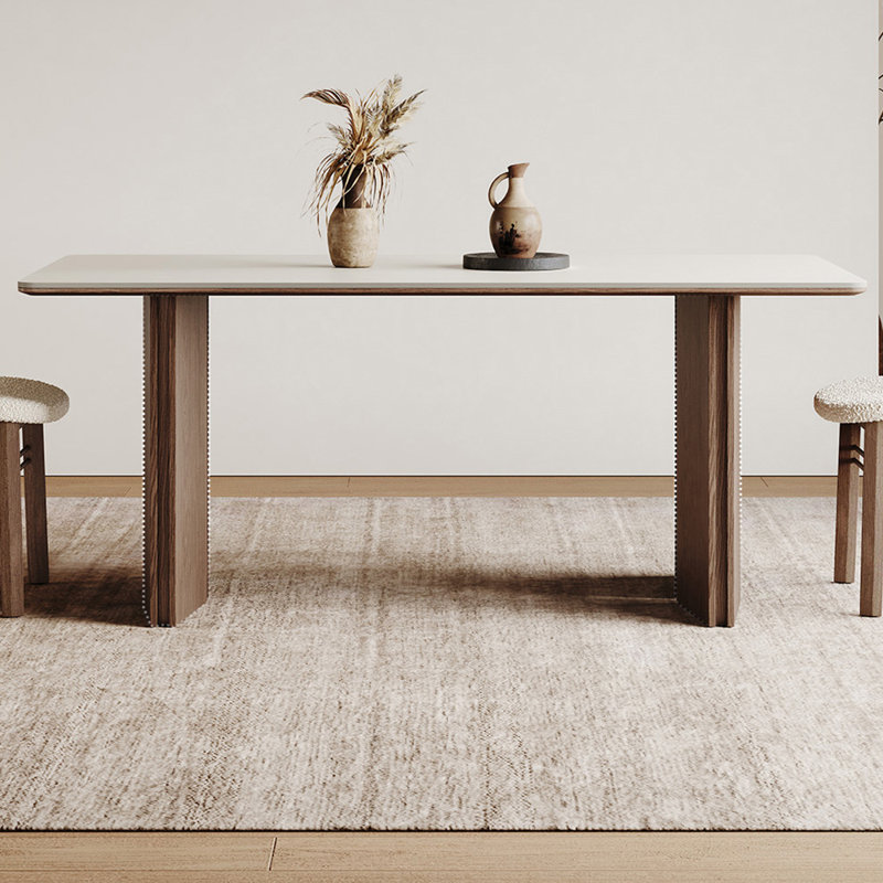 Table de salle à manger rectangulaire blanc pur, H 29,52 po x L 78,74 po x l 35,43 po