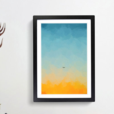 Airplane at Sunset in Abstract 1 Piece Single Picture Frame Painting