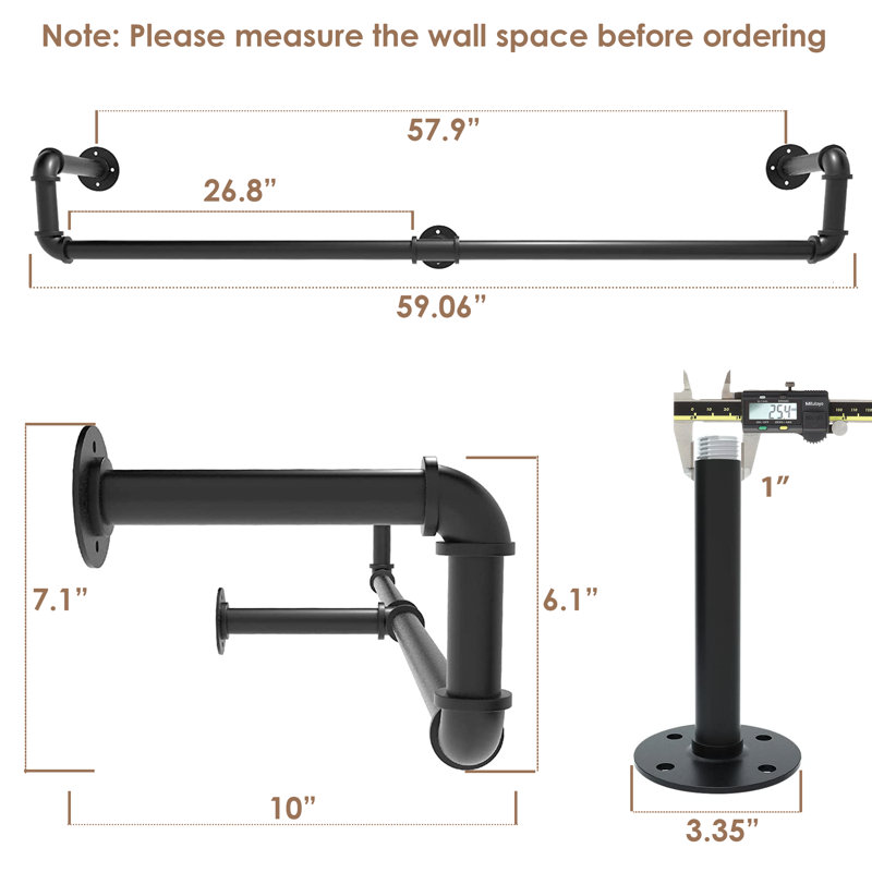 Portant mural H 59,0 po Hummera, Noir