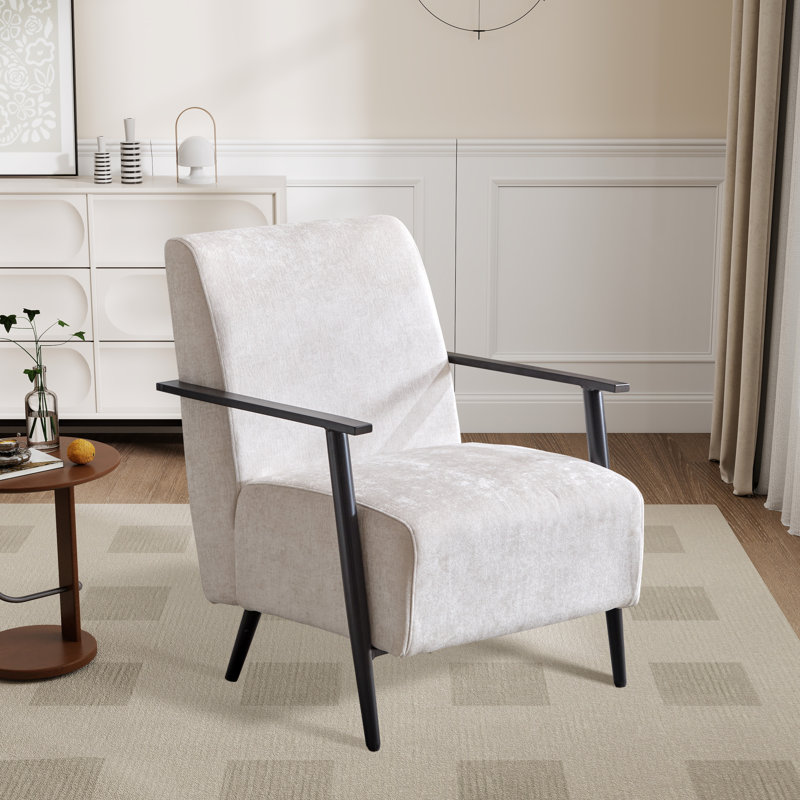 Fauteuil d'appoint rembourré avec structure en métal, Polyester beige