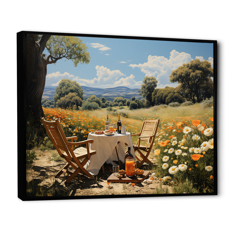 Joyeux rassemblement de pique-niques pour deux - pique-nique, art mural, impressions sur toile, H 34 po x l 44 po x P 1,5 po