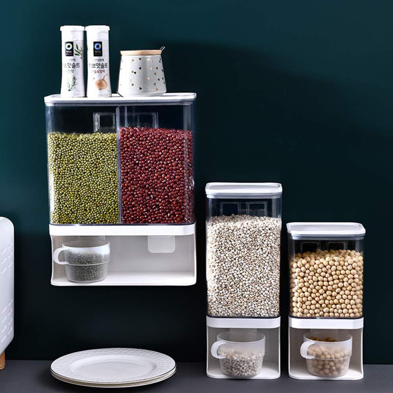 Multifunction Food Storage Container-Wall Mounted / Desktop Dry Food Cereal Dispenser