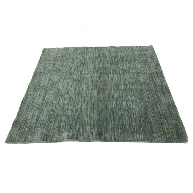 Solid Green 5X5 Oriental Modern Square Rug