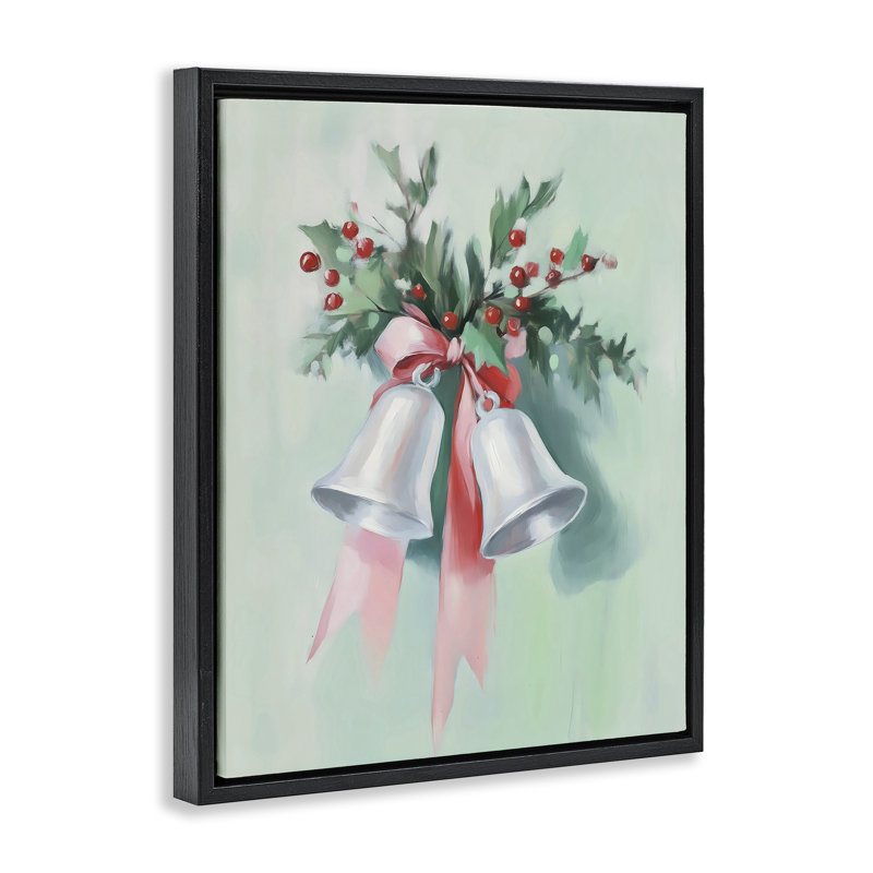 Cadre flottant Festive Silver Bells, design par Arlington Prints, H 31 po x l 25 po, Cadre flottant noir de jais