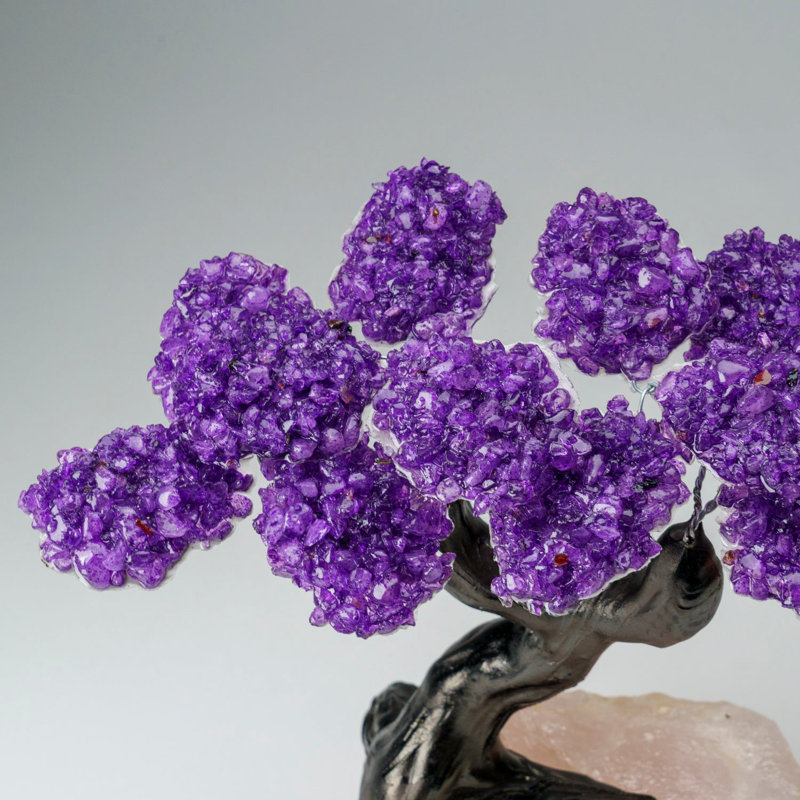 Custom - Amethyst Clustered Gemstone Tree On Rose Quartz Matrix (The Protection Tree)