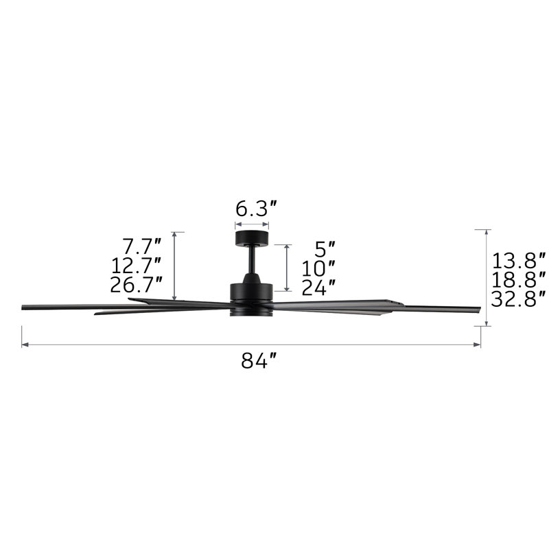 Aluminum Alloy Ceiling Fan With Light, 84"