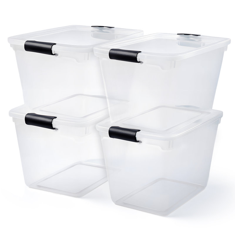 Ensemble de bacs de rangement en plastique, Gris