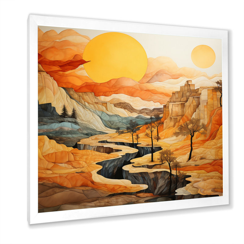 «Bold Landscape Canyon Desert VI - Canyon», art mural, H 16 po x l 16 po x P 1 po, Cadre simple blanc