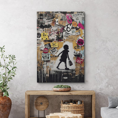 «Banksy Style Little Kid», reproduction sur toile