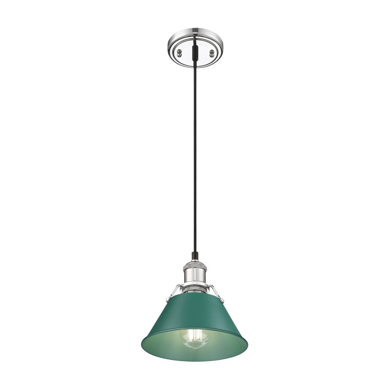 Petit luminaire suspendu Akifumi avec pin vert, Chrome, H 129 po x l 7,5 po x P 7,5 po