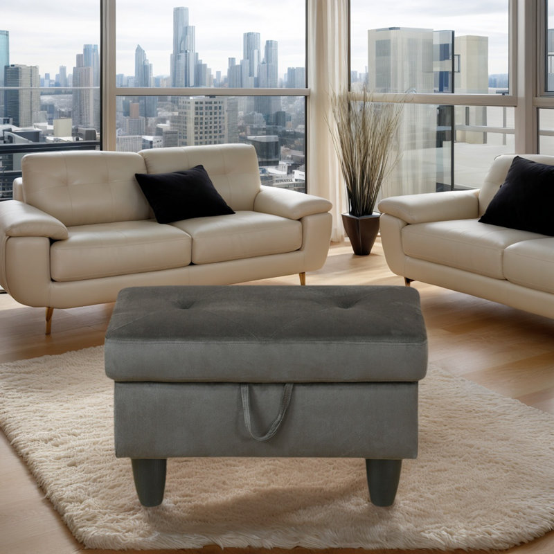 Rehmaan Upholstered Storage Bench, Espresso 100% Cotton