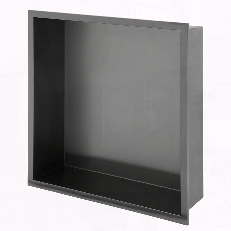 12x12 Inch Stainless Steel Shower Niche with Seamless Welding (Gunmetal Black), Gunmetal Black, 12" H x 12" W x 3.94" D