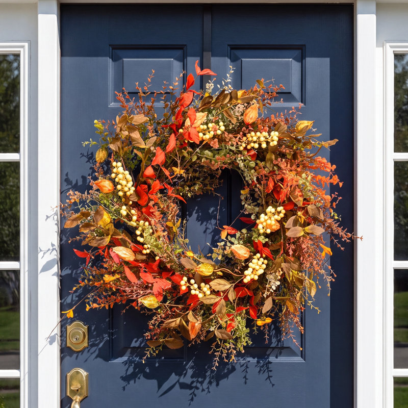 Autumn 24'' Faux Eucalyptus, Berry Wreath