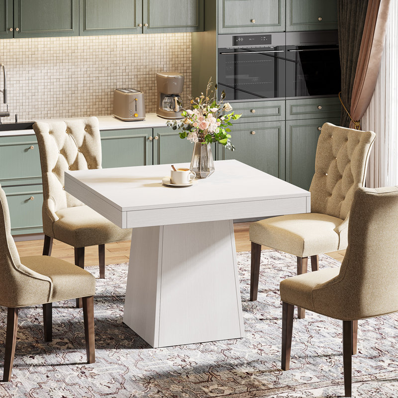31.5 Inch Square Dining Table, Kitchen Table Small Dinner Table Farmhouse Dining Room Table, White