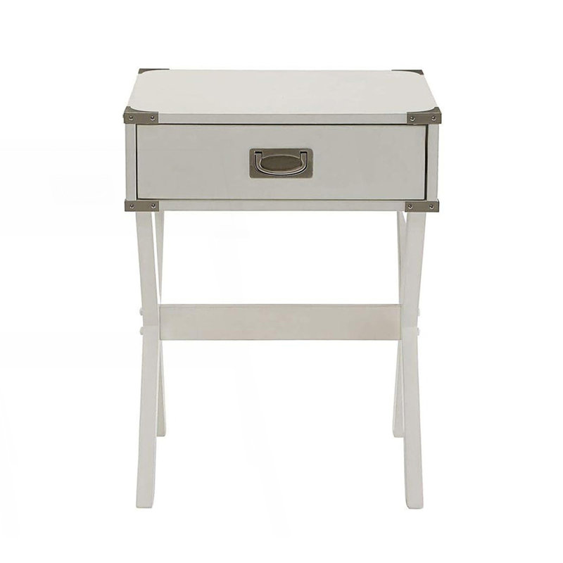 Table d'appoint avec 1 tiroir et table à boissons, Blanc