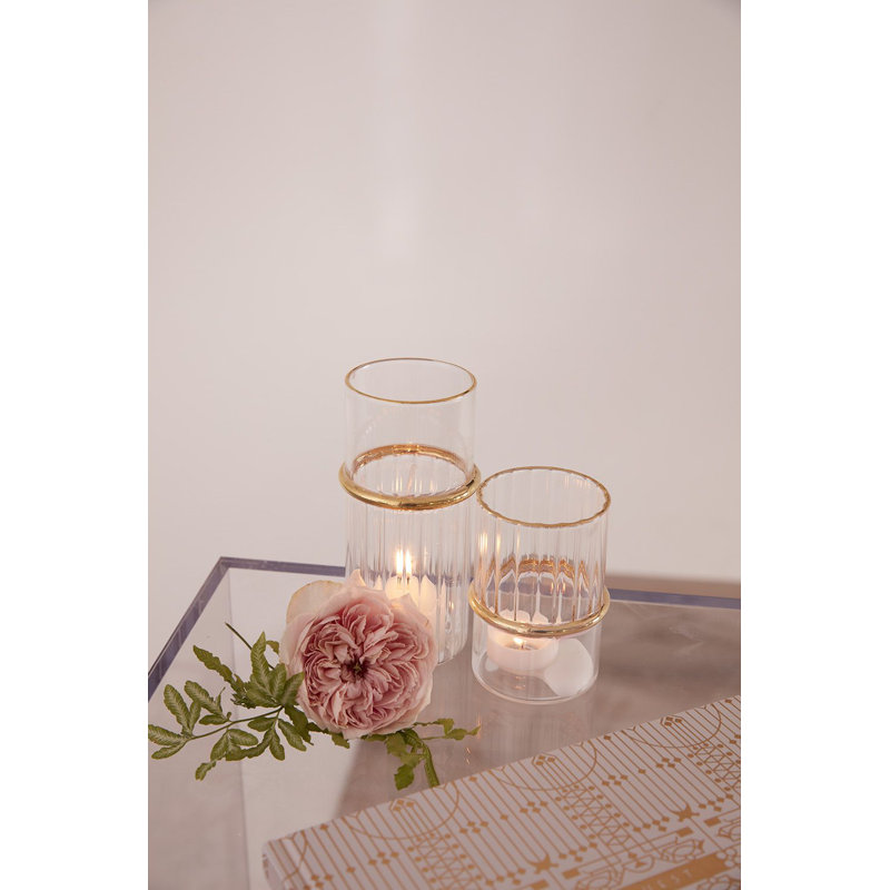 Porte-votive en verre, H 4 po x l 2,75 po x P 2,75 po