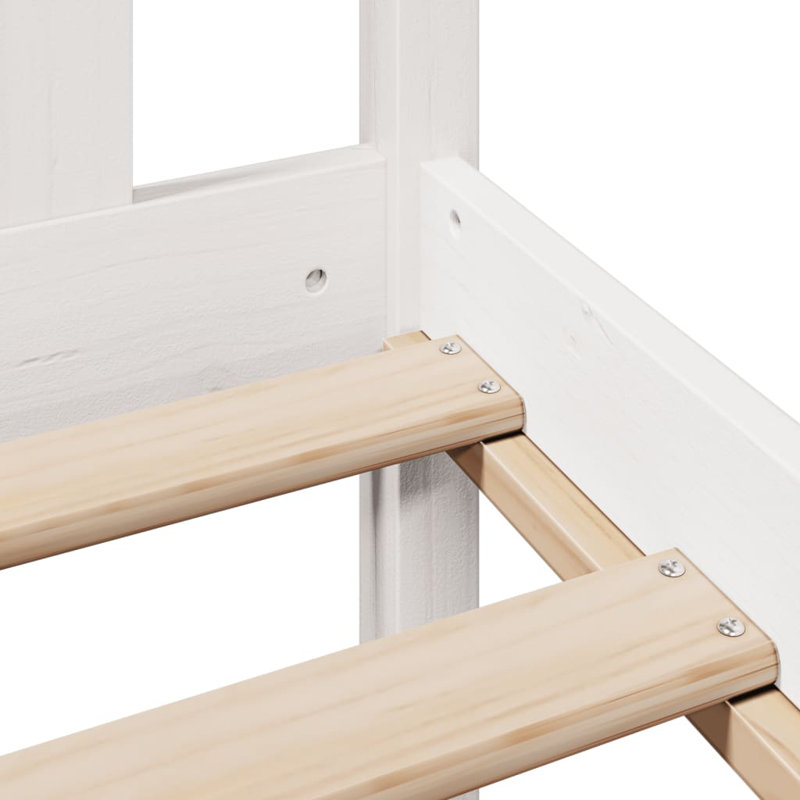 Bookcase Bed Without Mattress Solid Wood Pine, 126 x 219.5 cm, White