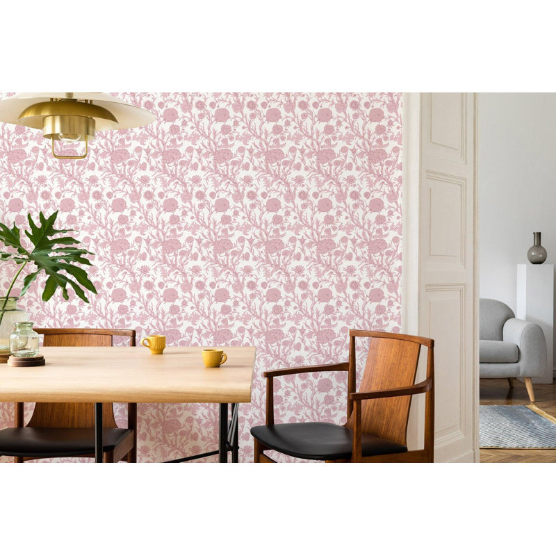 Blooming Thicket - Wallpaper, Dusty Blush, Peel & Stick