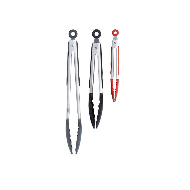 Stainless Steel Silicone Grip Tongs - Set of 3