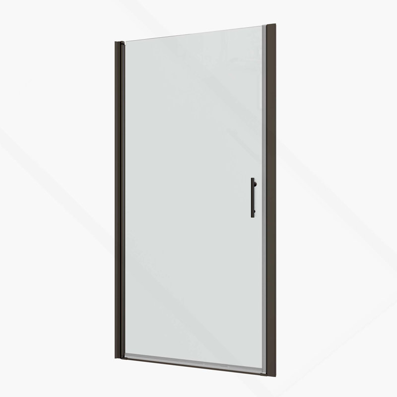 Porte de douche pivotante universelle ouverte avec verre trempé 1/4 "de réglage, L 35 po x H 72 po, Noir mat