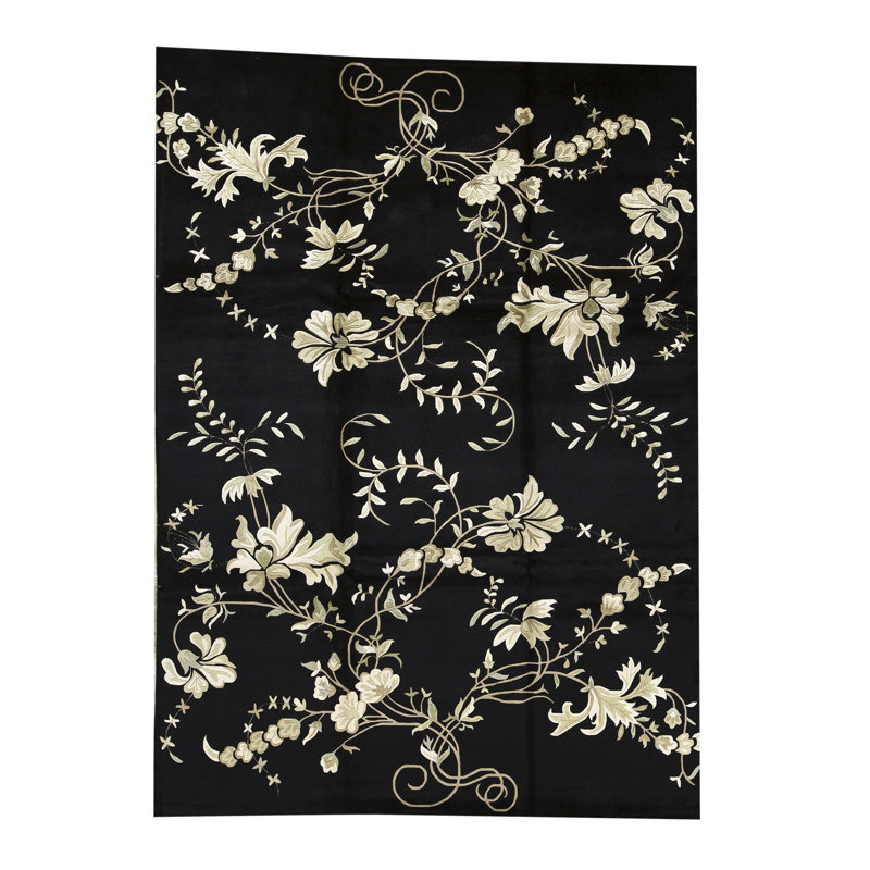 Hand-Knotted High-Quality Black Area Rug