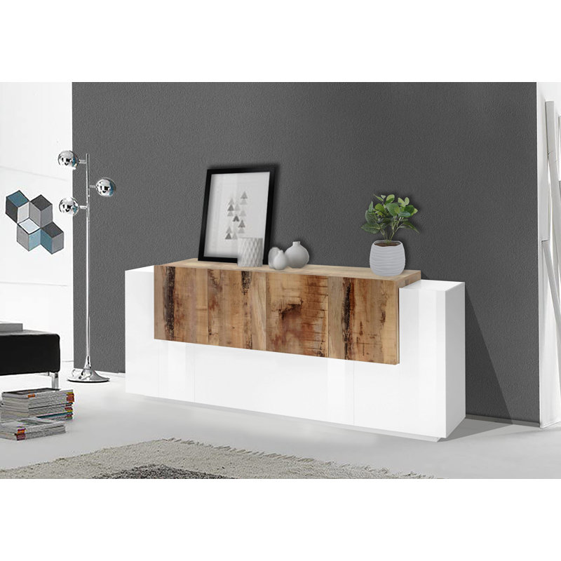 Nostrand 200 Cm Wide Sideboard, White/Maple