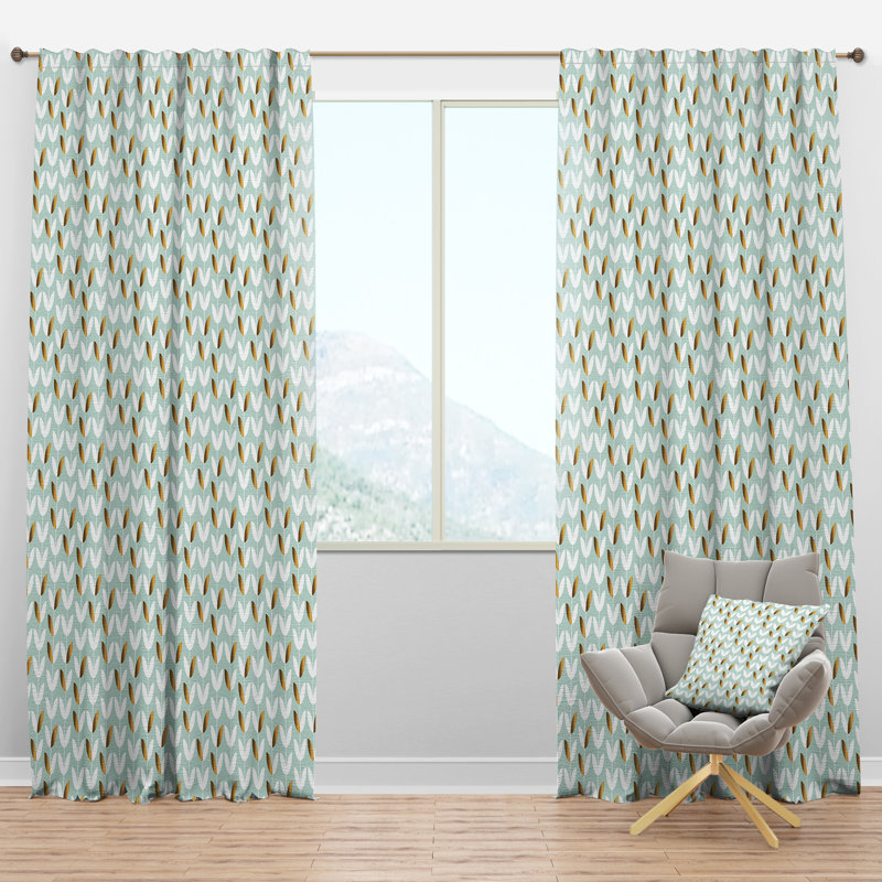 Panneau de rideau simple semi-diaphane avec passe-tringle Mid-Century Foliage, l 52 po x L 63 po