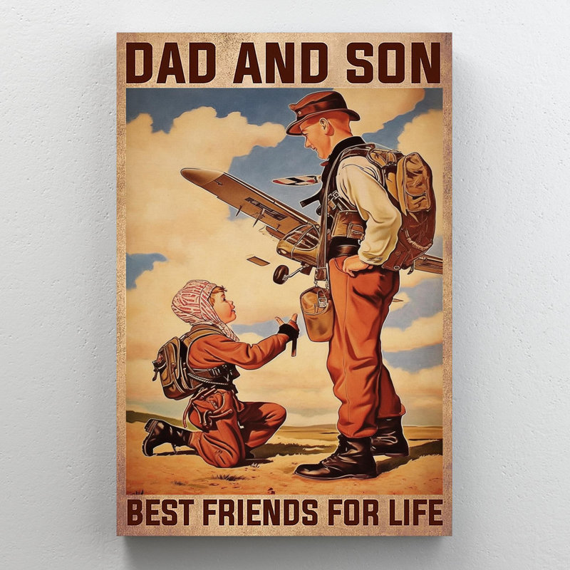 "Dad and Son Best Friends For Life" - 1 pièce, impression sur toile, "Dad and Son Best Friends For Life"