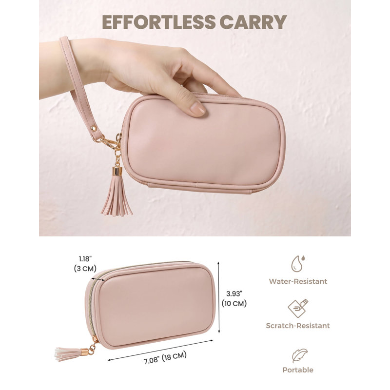 Organisateur de bijoux de voyage, pochette souple ultra-mince - rose abricot, Apricotpink